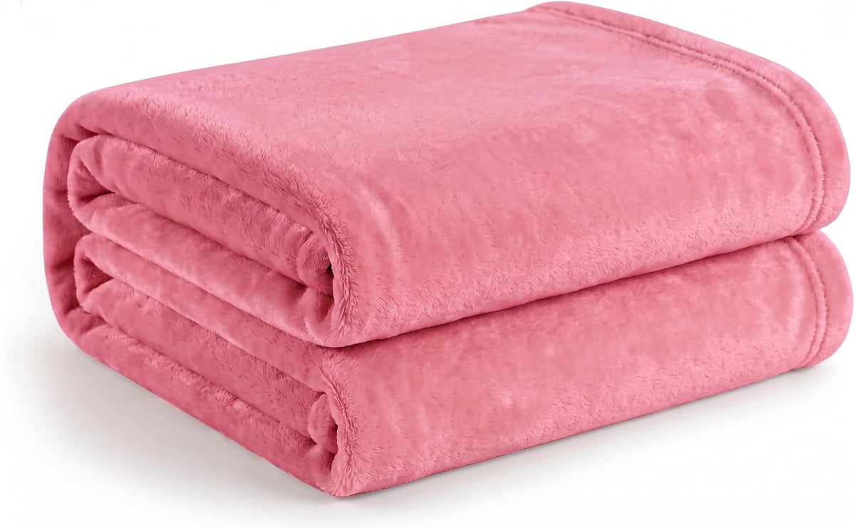 Cotton Bolls Textiles Cozy Plush AC Blanket for Double Bed, Lightweight All Season Blanket, Ultra Soft Blanket for AC Room, Mild Winter, Can Be Used as Bedsheet in Winter, 90x90 Inches, Pink Kafalo