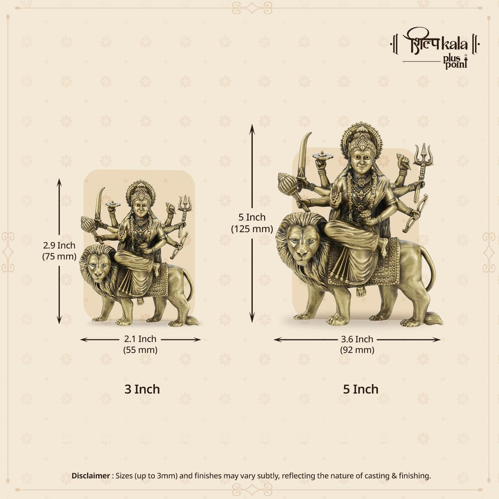 Shilpkala Brass Maa Durga Idol 5 Inch – Divine Durga MATA Murti for Pooja Mandir & Home Decor Accent, Brass Statue for Temple, Office & Room Decor, Festival & Gift (Coffee Antique)