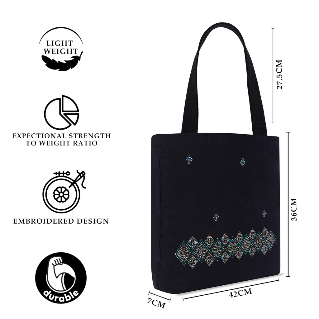 MASQ by Q-One Cute Genes Foldable Reusable Tote Bag for Women with Zip | College Bag for Girls | 100% Organic Canvas Tote for Shopping, Travel & Beach | (Border)