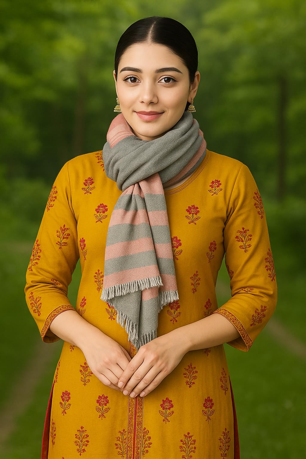 Flyer female Women's Stole/Scarf Colour- Pink & Grey Stylish 100% Soft Viscose Cotton Blend Ethnic Stripes Pattern Scarves Pack Of 1 St-13