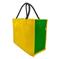JUTEKA Multicolor spacious Jute Bag with Zipper Closure, Full Size Front Pocket and Large Handles…
