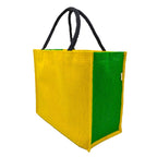 JUTEKA Multicolor spacious Jute Bag with Zipper Closure, Full Size Front Pocket and Large Handles…