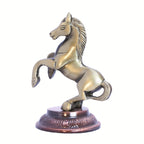 KridayKraft Jumping Horse Metal Statue for Wealth Table Top Figurine for Living Room Bedroom Home Office Animal Decorative Showpiece Feng Shui Vanstu Sculpture for Gift Purpose. (Brass)