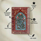 ATRANGI STUDIO Handpainted Wooden Wall Frame | Rajasthani Traditional Craft | Decorative Floral Wall Hanging Art for Living room, Bedroom, Office | 12×8 Inch, Red