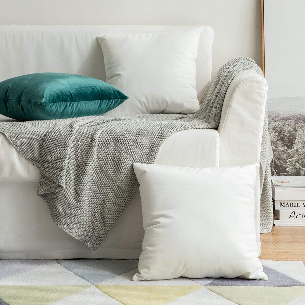 Khooti Velvet Cushion Cover, 16x16 | Pure White | Pack of 5 | Solid Plain Soft & Smooth, Decorative Cushion Covers for Living Room, Bedroom, Couches, Chairs, Sofas, Beds & Home Decor