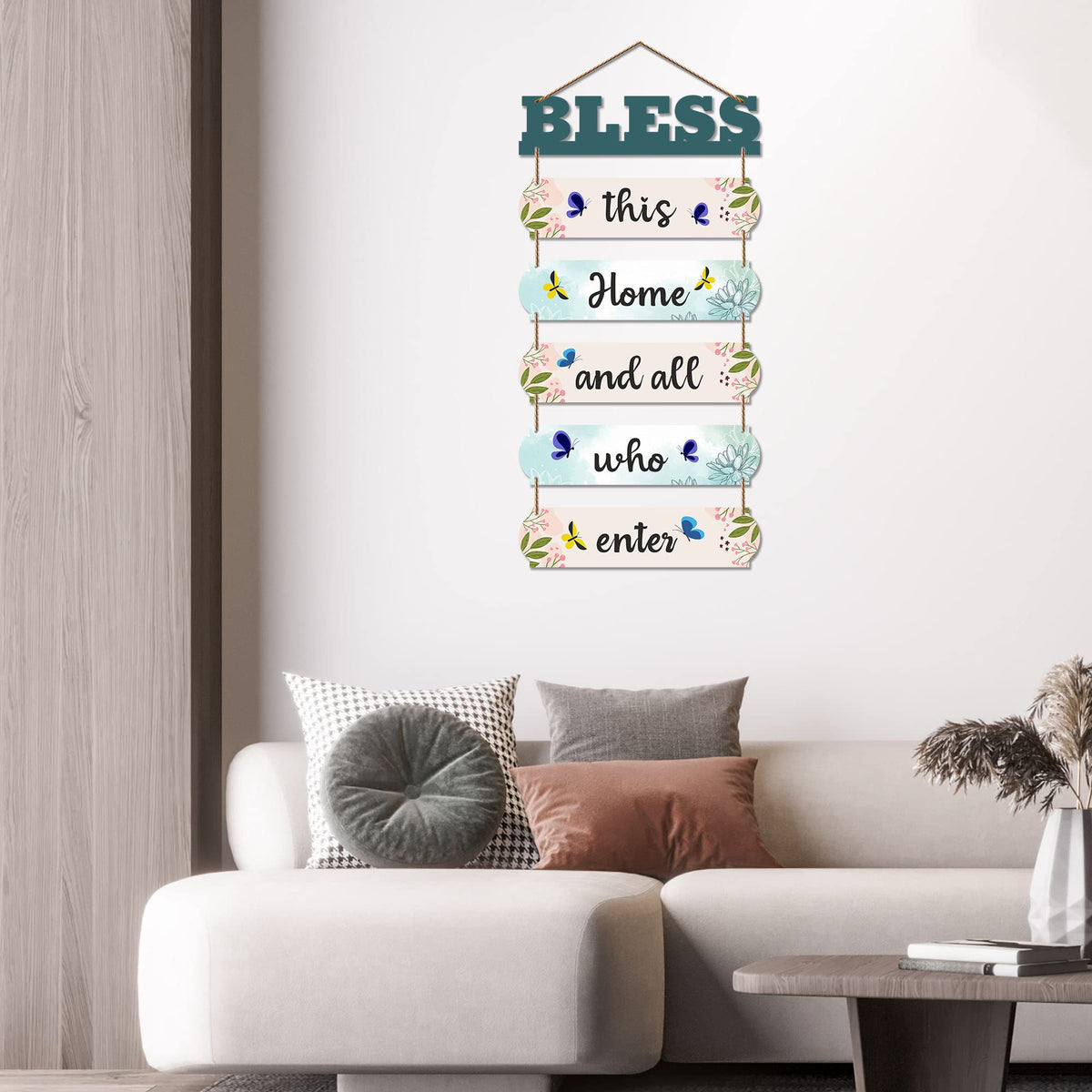 Artvibes Bless This Home Wooden Wall Hangings Decor For Home | Living Room | Quotes Decor Item | Home Quotes Wall Hanging | Modern Decor Items | Wall Poster | Artworks Hangings | Gift(WH_6613N)