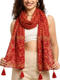 GALE GIRLS Cotton Scarf For Women Stylish|Beach Tassel Printed Scarf|Multicolor|Easily fits 180 * 50cm|70x20 Inch