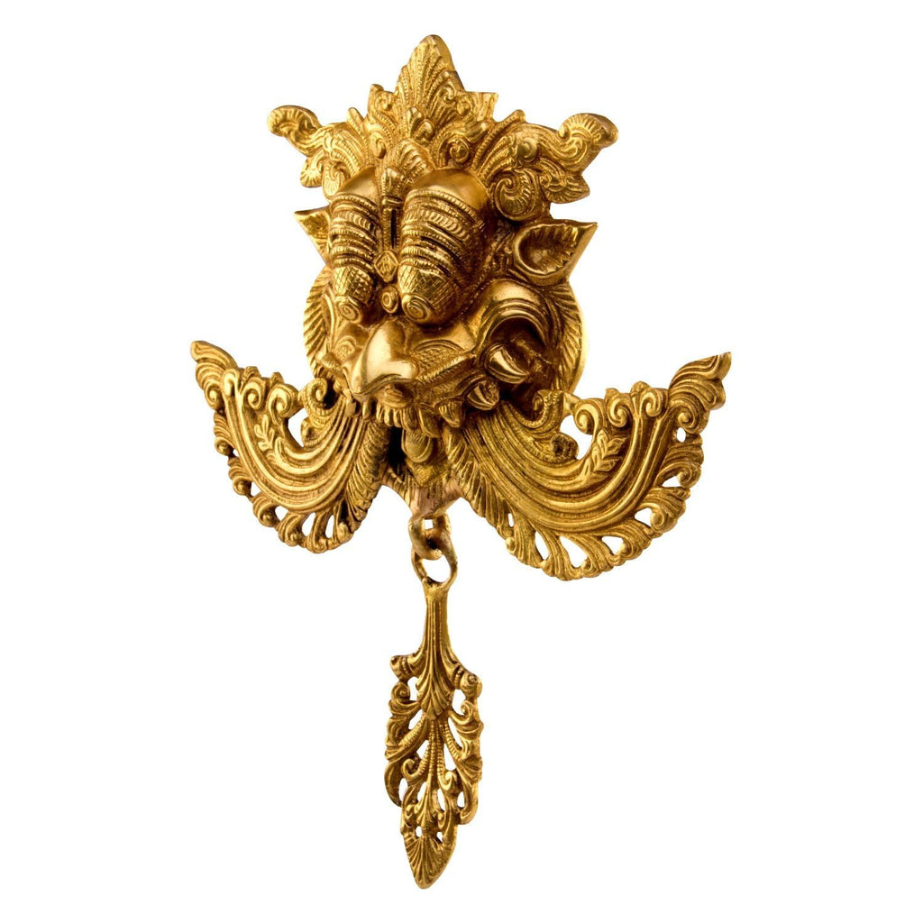 ARTVARKO Brass Najar Raksha Kavach Kirtimukha Yali for Home Shop Office Nazar Battu Kawach Wall Hanging Evil Eye Protector Batu Door Knocker 11 Inch