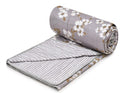 RRC 3 Layer Single Bed Dohar Blanket, Microfiber Cotton, 57x87 Inch, Grey & White, Soft Flannel Throw, Lightweight, 150 GSM, Ideal for AC & Summer Use Kafalo