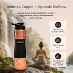 Artarium Sipper Bottle 100% Pure Lightweight Copper Water Bottle Leak Proof Protection Durable & Rust Proof Hammered Copper Bottle With Added Health Benefits (Sipper Water Bottle Black 1 Litre)