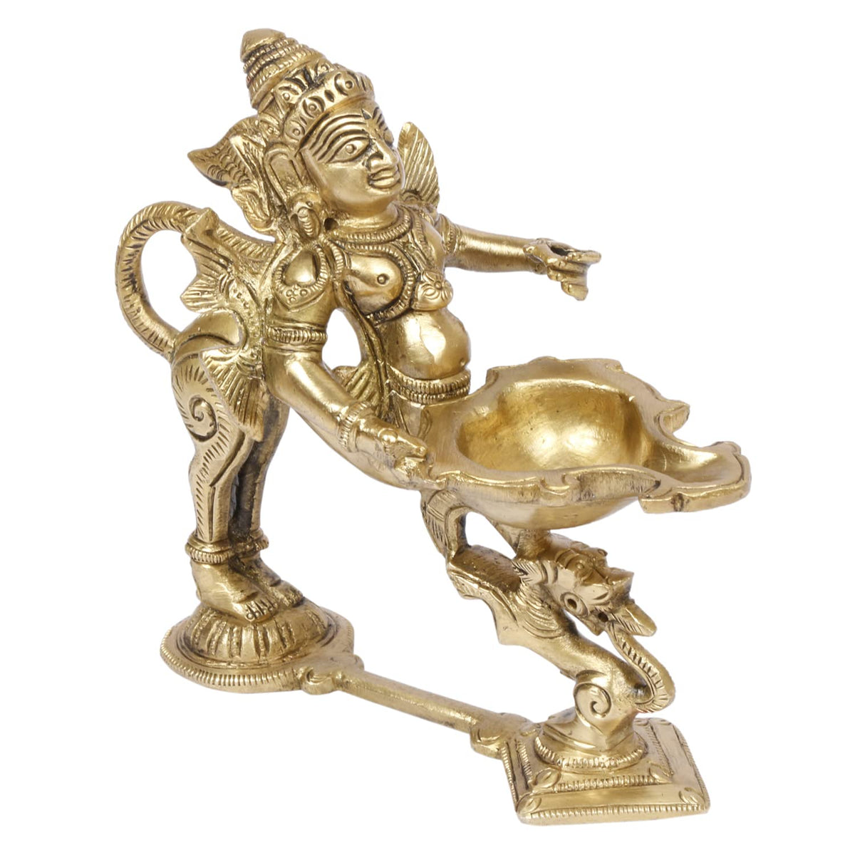 Artvarko Brass Garuda Aarti Diya Vishnu Vahana Perumal Oil Lamp Decorative Puja Home Temple Accessory, Camphor Burner Loban lamp, Diwali Gifts Home Décor 5.5 Inch.