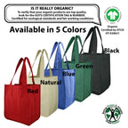 Black : Simple Ecology Organic Cotton Deluxe Reusable Grocery Bag with Bottle Sleeves - Black