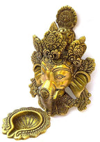 ARTVARKO Brass Ganesh Ganesha Diya On Trunk Wall Hanging Designer Deepak Deepam for Marriage Office Showpiece Gold Standard 1 Pcs