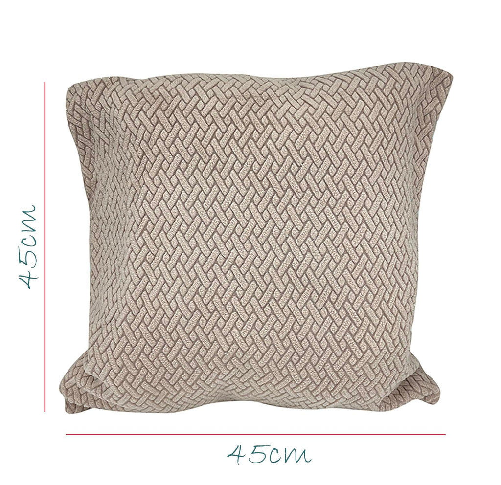 House of Quirk Polar Fleece Fabric Cushion Cover with Zipper Pack of 4 (Khaki, 45 x 45 cm)