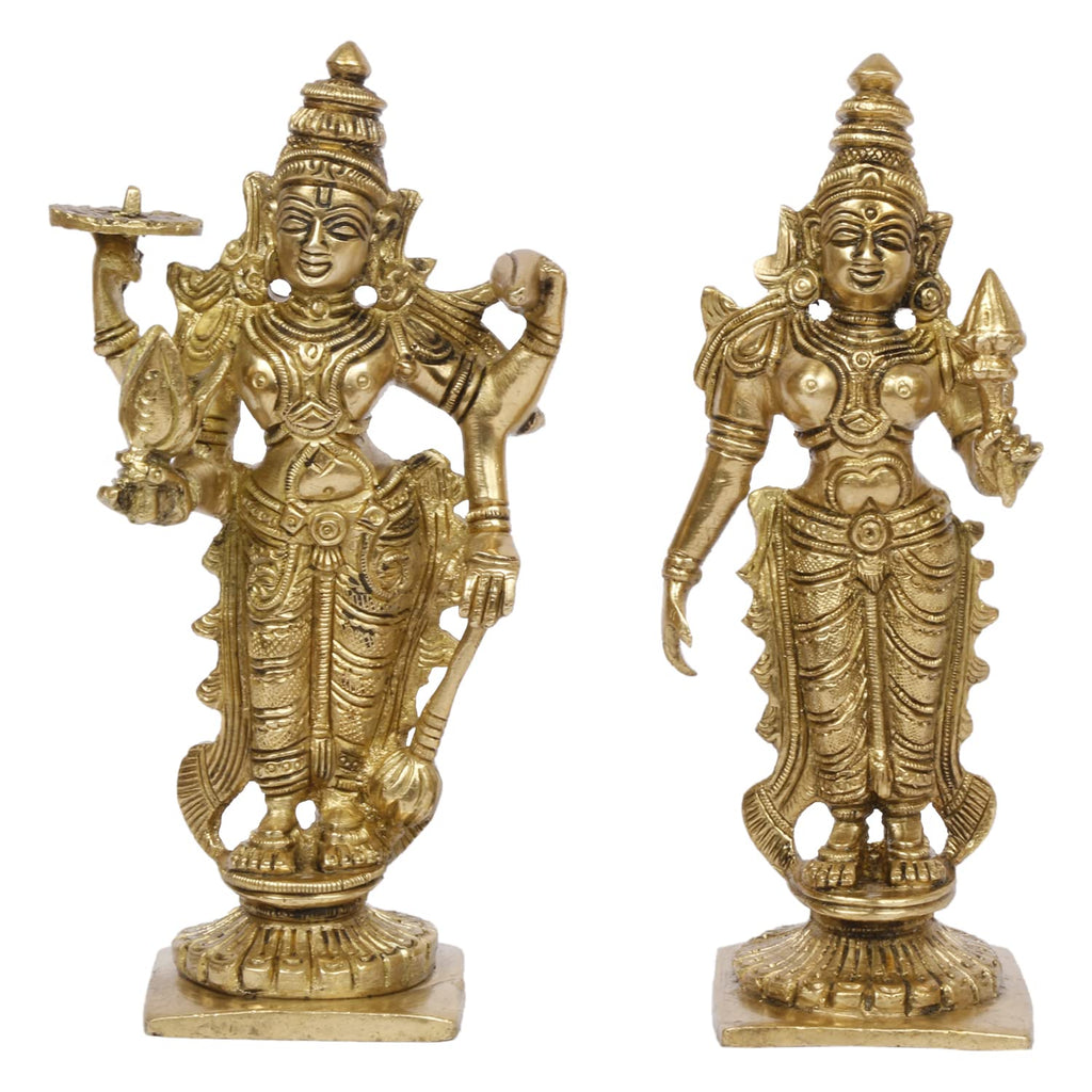 ARTVARKO Brass Laxmi Narayan Murti for Home Puja Handmade Standing Lakshmi Vishnu Idol Decor Gift Showpiece Figurine 6 Inch.