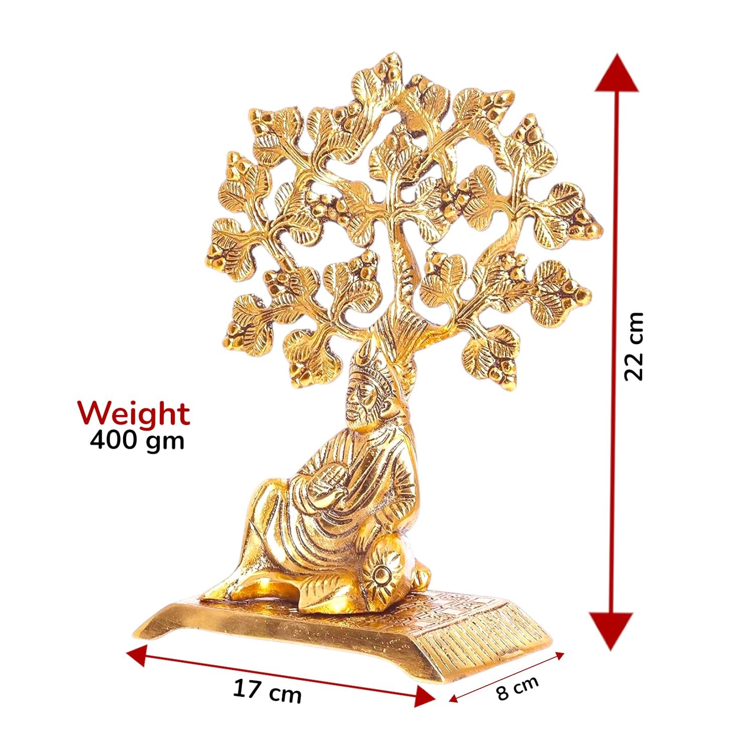 KridayKraft Sirdi Saibaba Metal Statue Under Tree for Pooja,Decorative for Home,OfficeTable,Sai Nath Murti Idol Showpiece Figurines Gift Article,Corporate Gift,Religious Decorative...