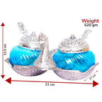 KridayKraft Metal Double Duck Shape Glass Bowl with Spoon for Saunf Supari & Dryfruit Tray Home Office Table Decor & Gift Item Decorative Showpiece for Decoration & Gifting Purpose