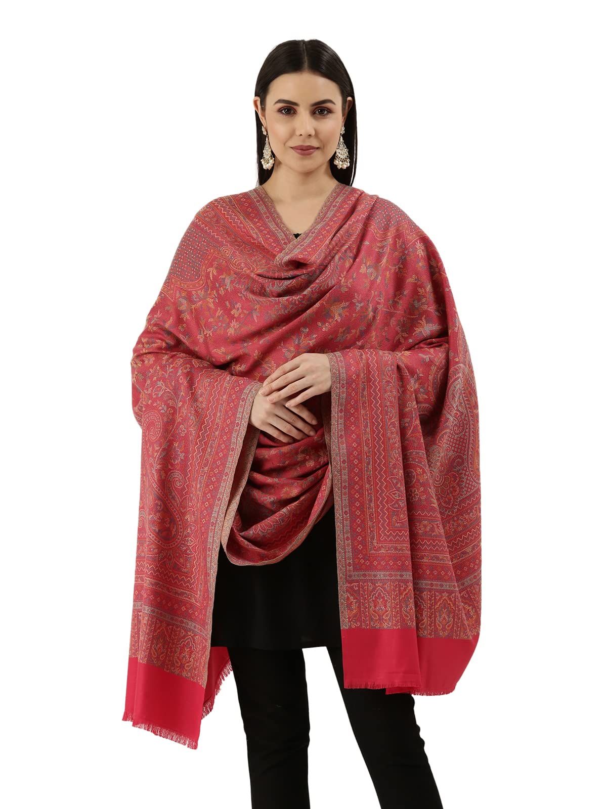 Pashmoda Women Aaraish Kashmiri Royal Paisley Design Jamawar Shawl (Size: 101 X 203 Cms)