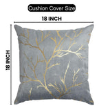 Stuffique Velvet Foil Cushion Covers 18 inch x 18 inch Set of 5, Grey