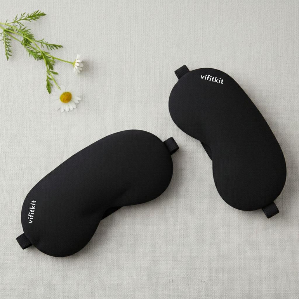 DOLTAS Travel Neck Pillow - 100% Memory Foam Neck Support Pillow for Flight Travel, Adjustable Velcro Straps, Includes Eye Mask & Noise Isolating Ear Plugs with Free Travel Pouch | Velvet Black