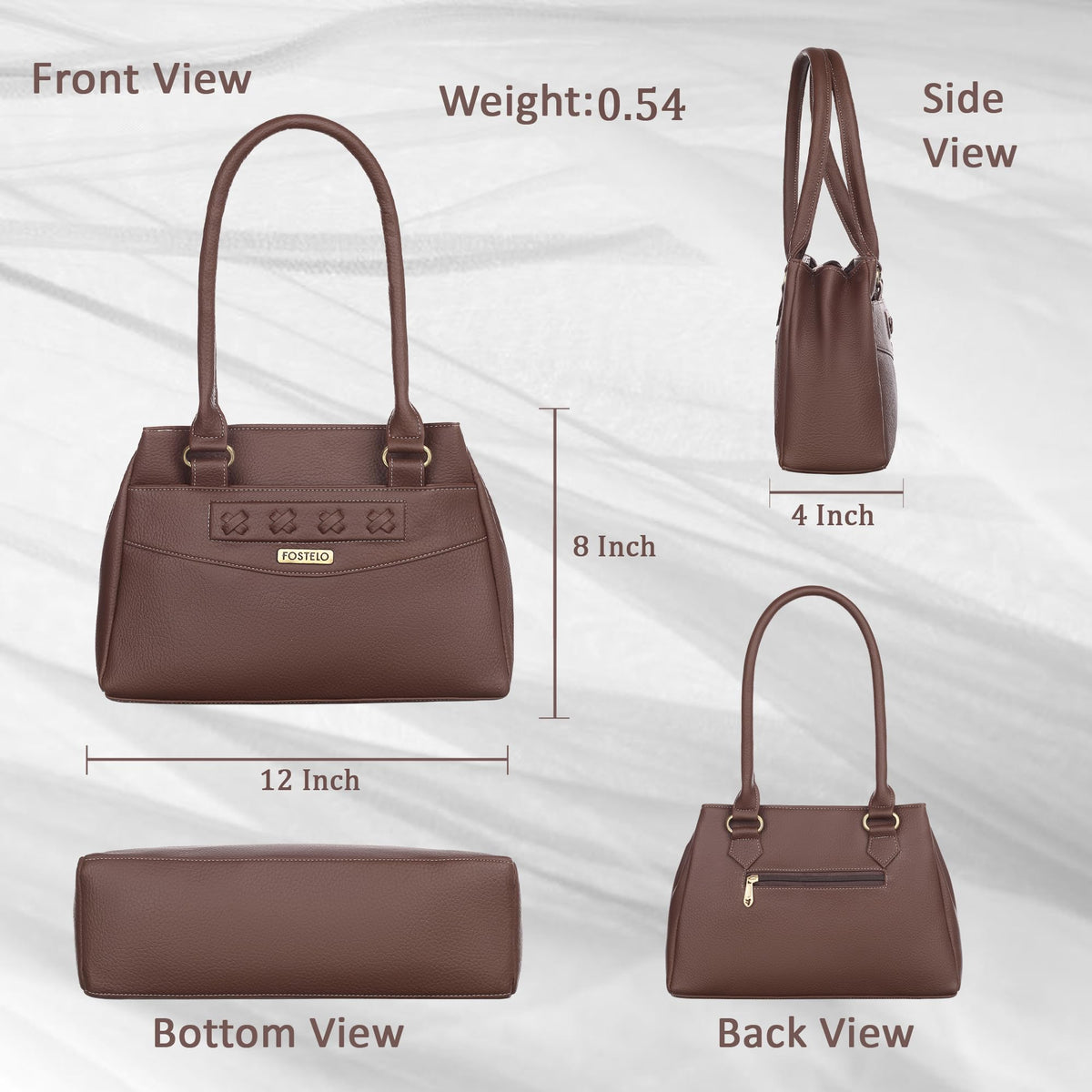Fostelo Women's Maria Satchel Tote Handbag for Women | Ladies Purse | Stylish Shoulder Bag | Gift For Women | Brown