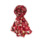 FAHABO Scarf for Women Stylish Print Viscose Cotton | Hijab Scarf | Stole | Soft, Lightweight, and Latest Scarves | 71 x 33 Inches (Blosssom Maroon)