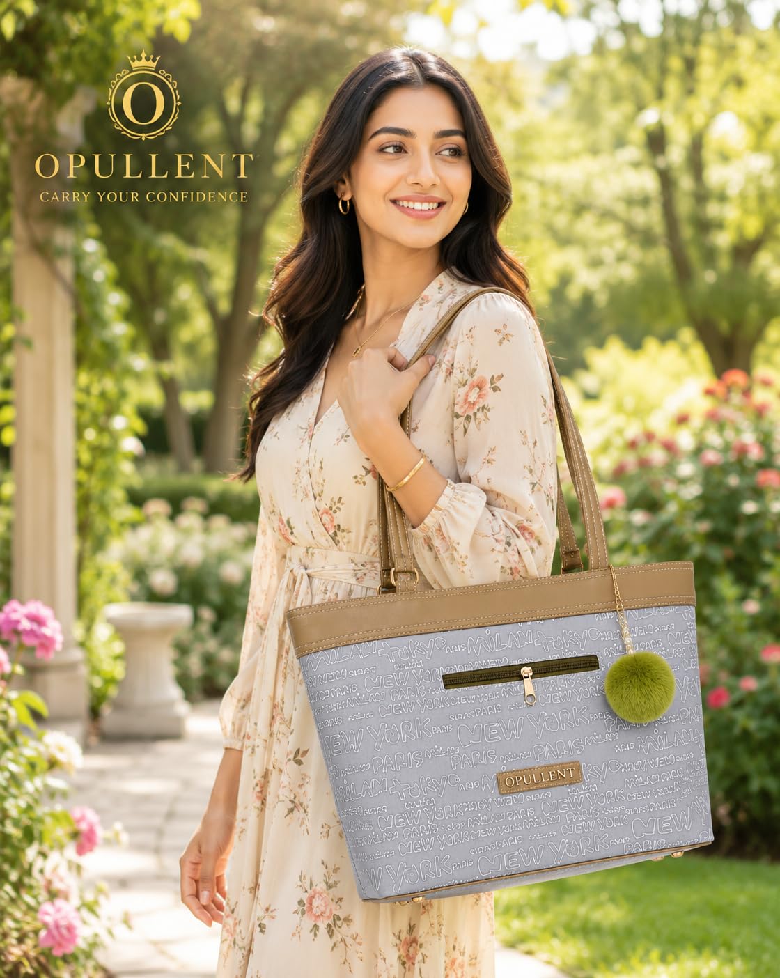 OPULLENT Large Capacity Tote Bag For Women, Olive Oil
