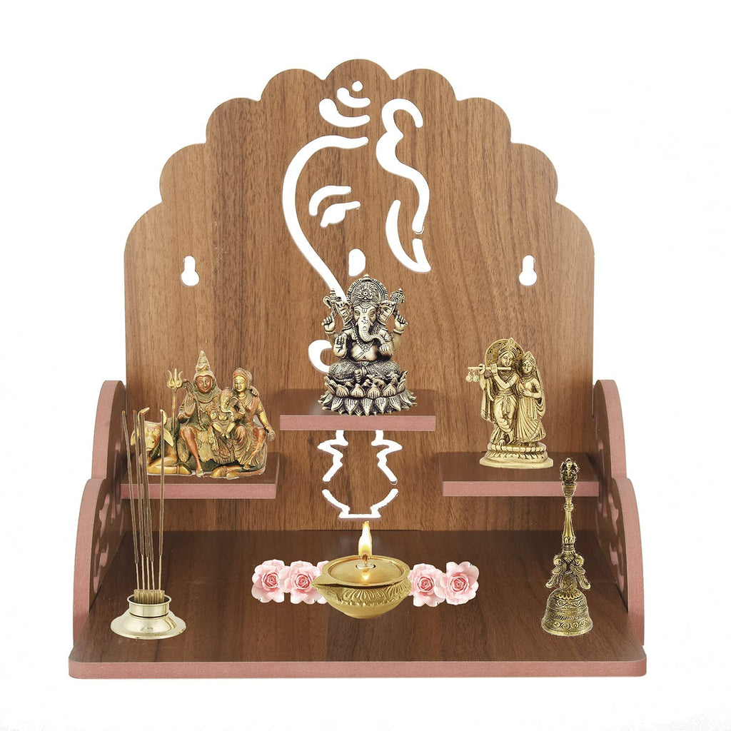 kriyanta Wooden Ganeshji Art Big Temple Son Dev Ghar Mandir for Pooja Home Solid Wood Temple Engineered Wood Home Temple. (Big Tempal Son 339)