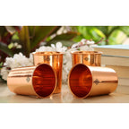 INDIAN ART VILLA Copper Plain Shine Finish Glass - 275 ML Tumbler, Copper Drinkware & Serveware, Ideal for Water Drinking, Perfect Gifting Option for Festivals and Special Occasions, Set of 4
