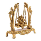 SVARUP Brass Ganesha on Jhoola Ganesh Swing Home Decor Showpiece Gift Statue 9.5 Inch, Gold 1 Pcs Standard