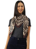 leeza store Women's Silk Scarf For Women 40X40 – Warm Beige Zebra Print | Digital Printed Satin Stole | Stylish Neck, Hair & Head Scarf