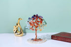 Jovivi Natural 7 Chakra Healing Crystals Tree on Agate Slice Base Healing Stones Gem Money Tree for Feng Shui Home Office Table Decorations