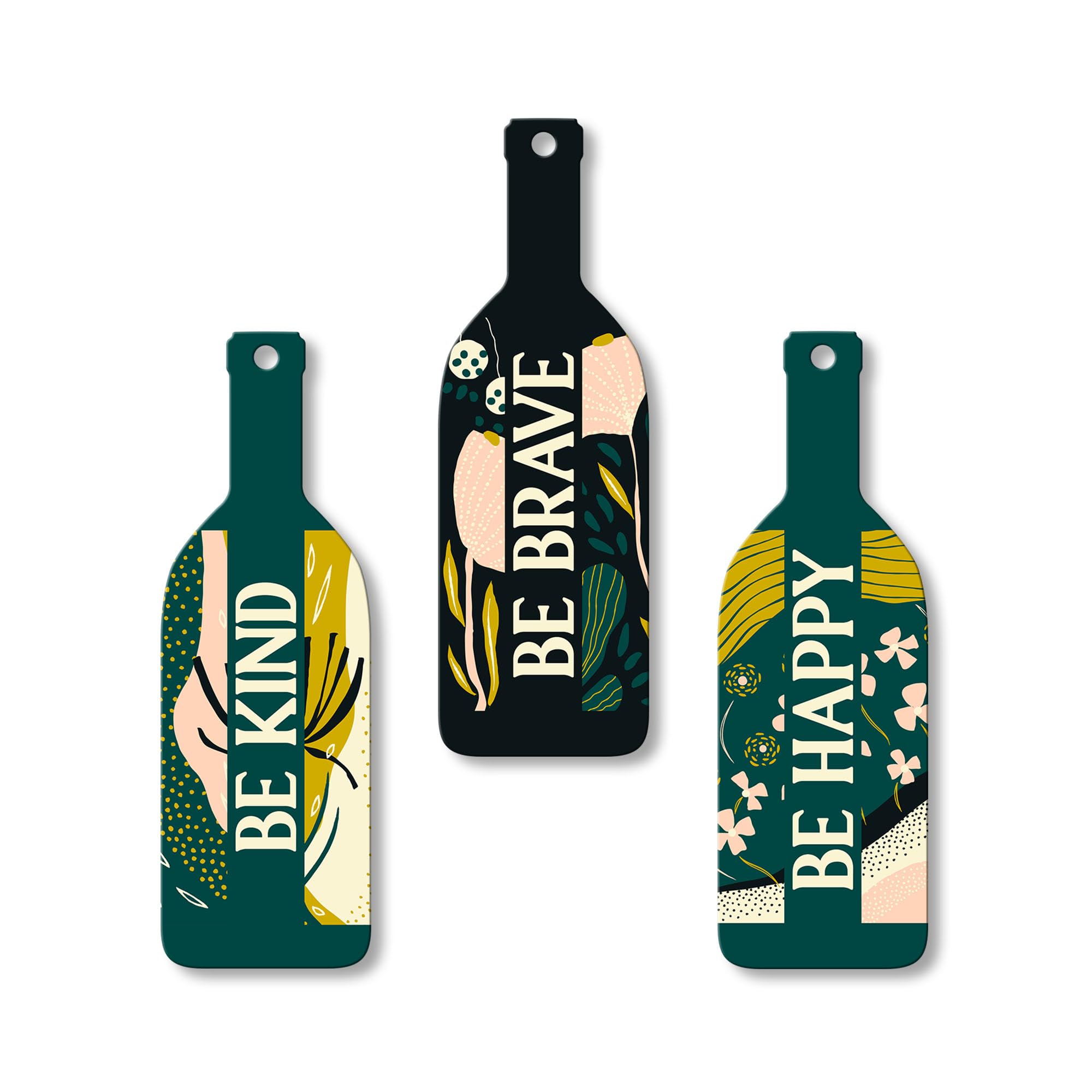 Artvibes Be Kind Be Brave Decor Designer Wall Hanging Wooden Art | Quotes Decor Item | Wall Poster | Office Decor | Inspirational Quotes Wall Art | Mdf Wall Decoration | Gifts (WH_9531N), Set of 3