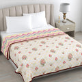haus & kinder 100% Cotton Single Bed Dohar | Lightweight AC Blanket for Summer | Soft Breathable Reversible Blanket | Printed Cotton Dohar Ruby Tree | 58 x 88 Inch | 144 TC Kafalo