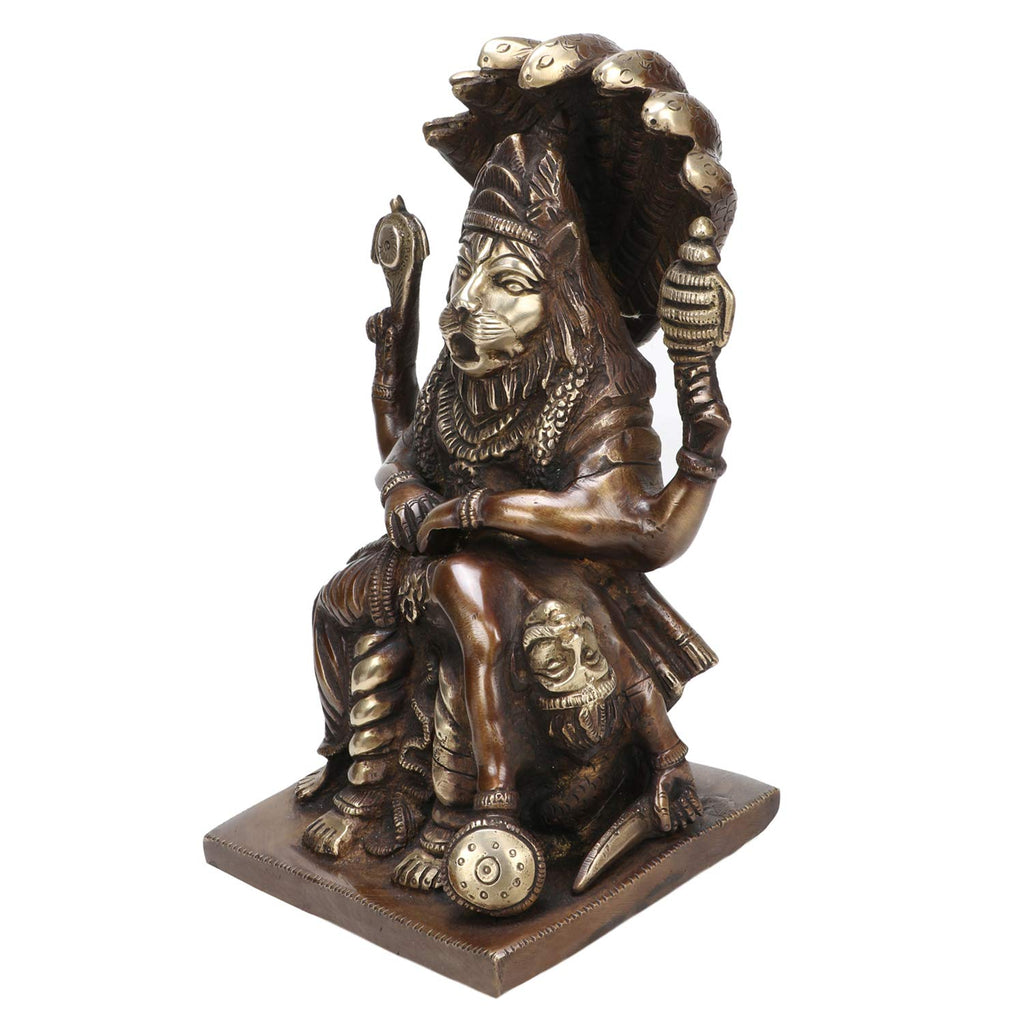 ARTVARKO Antique Brass God Narasimha Statue Lord Religious Idol Home Decor Height 8.5 