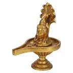 ARTVARKO Brass Shivling with Sheshnag Showpiece for Pooja Shiva Lingam Statue Idol with Bholenath Nag Devta Gold Color 10 Inch 1pcs Standard.