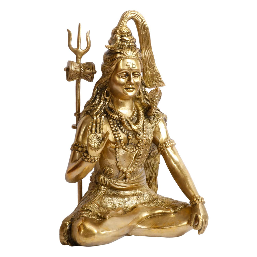 ARTVARKO Brass Lord Shiva Shankar Shiv Statue Bhole Nath Bhagwan Big Murti Office Home Decor Showpiece Statue Size 12 Inches
