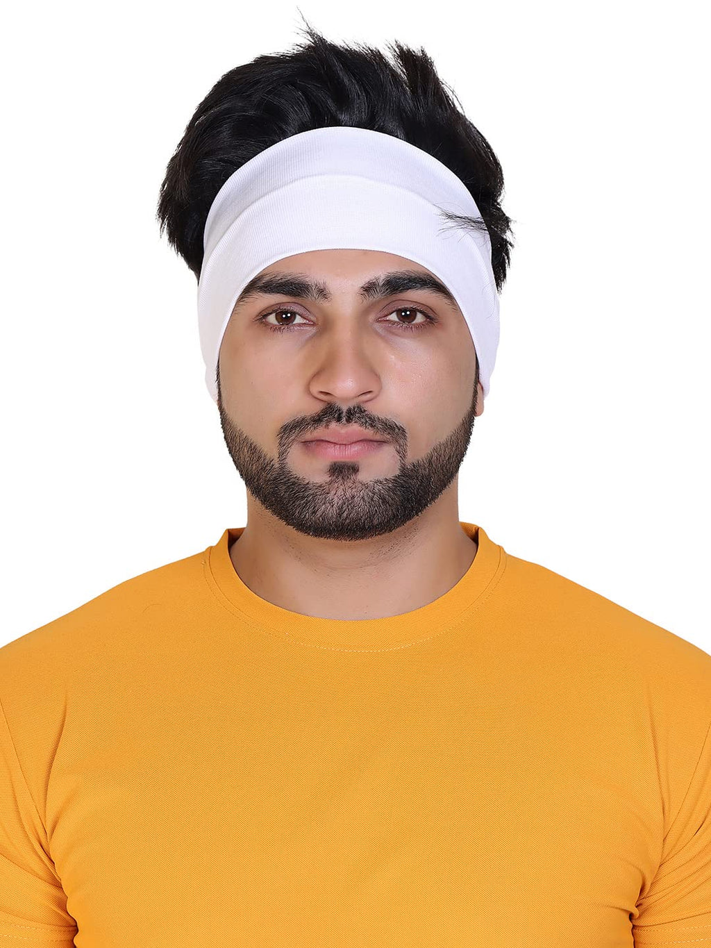 Gajraj Wide, Moisture Wicking and Non-Slip Exercise Workout Cotton Headband for Men and Women (White)