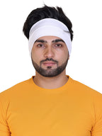 Gajraj Wide, Moisture Wicking and Non-Slip Exercise Workout Cotton Headband for Men and Women (White)