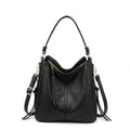Zibuyu® Tote Handbag for Women Fashion Faux Leather Tote Bag Classic Shoulder Crossbody Bags for Lady Girl Solid Color (Black)