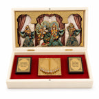 Radha Krishna Design Charan Paduka Pocket Temple for Pooja Room, Home Mandir, Car Dashboard & Prayer Space | Pearl & Brown Finish | Spiritual Gift & Housewarming Gift (Pearl, Big)