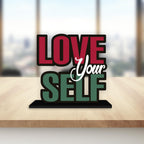 Artvibes Wooden Idols and Figurine Love Your Self Quotes Table Decor for Office Desk Alphabet Showpiece | Home Decoration Item | Living Room | Modern Gifting Items (Sp_1160)