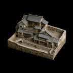 ROYAL FOUNTAIN Miniature Chinese Ancient Village House Model, Resin Figurine, 24x15x13 cm