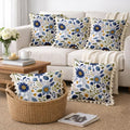 STITCHNEST 'Little Meadow Series' Tassled Cushion Cover | Set of 5 | Floral Cushion Cover 16 inch x 16 inch