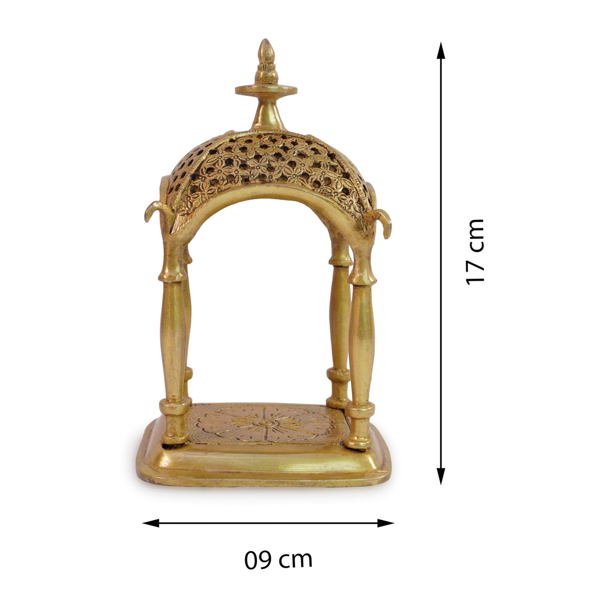 AARGKRAFT Brass Temple Pooja Mandir for Living Room Pooja Decoration Religious Home Decor - 6.5 Inches