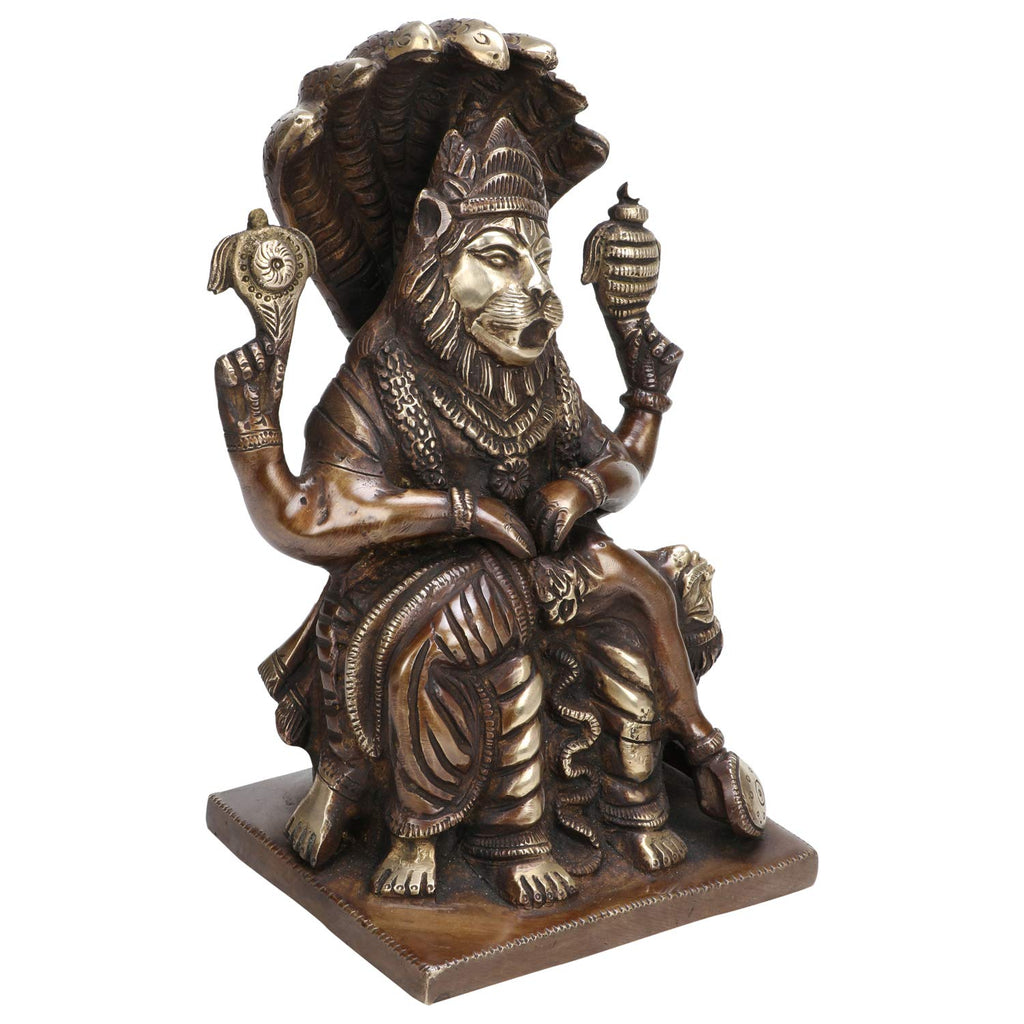 ARTVARKO Antique Brass God Narasimha Statue Lord Religious Idol Home Decor Height 8.5 