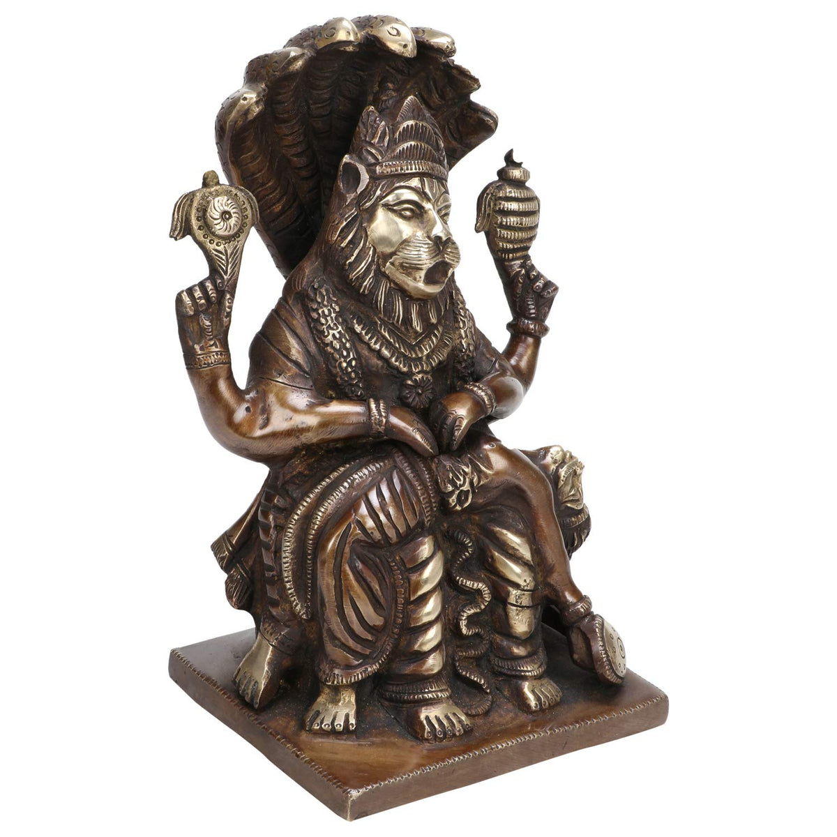 ARTVARKO Antique Brass God Narasimha Statue Lord Religious Idol Home Decor Height 8.5 