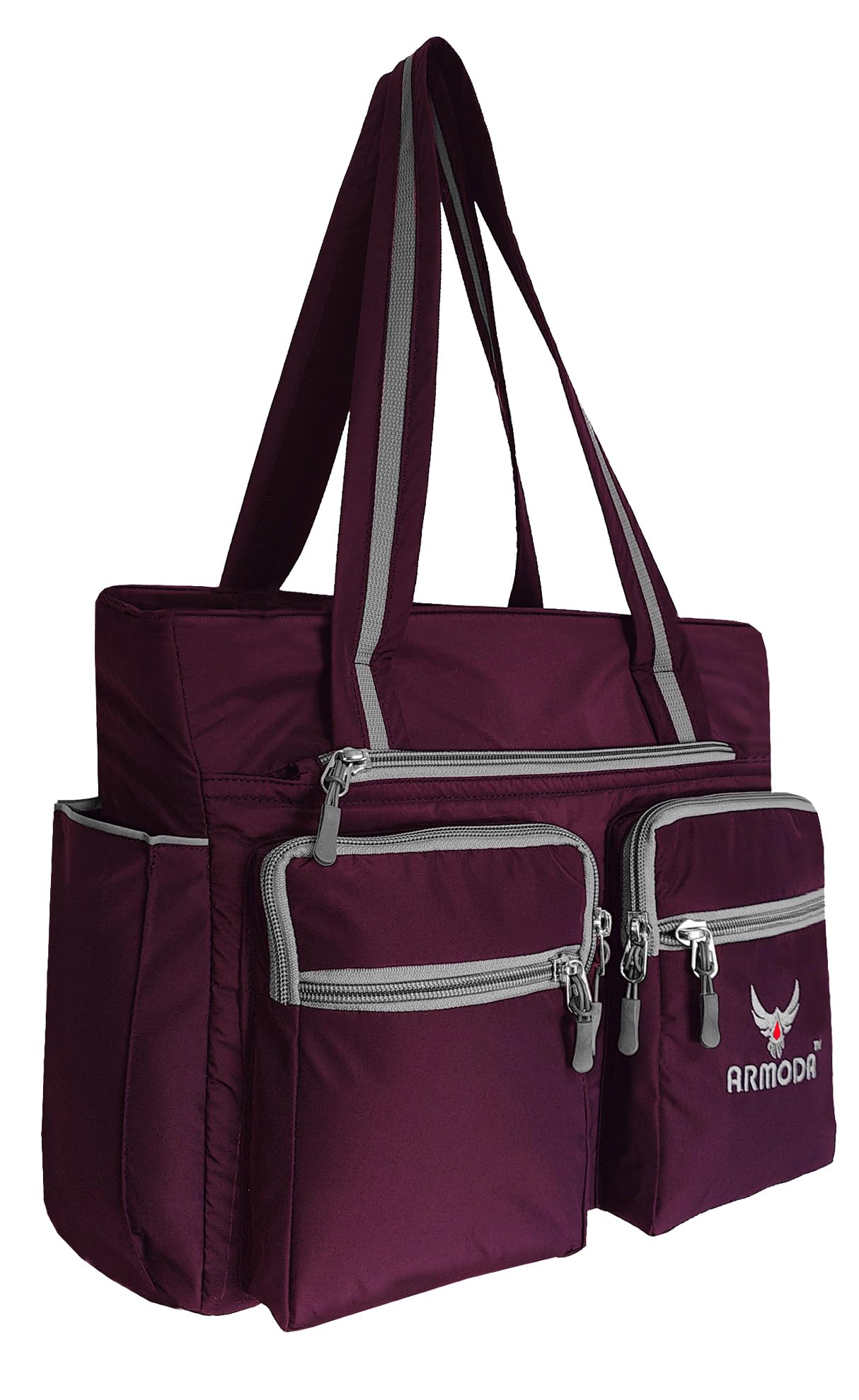 ARMODA Multipurpose Women Shoulder And Tote Bag (Maroon & Grey, Casual, Beige)