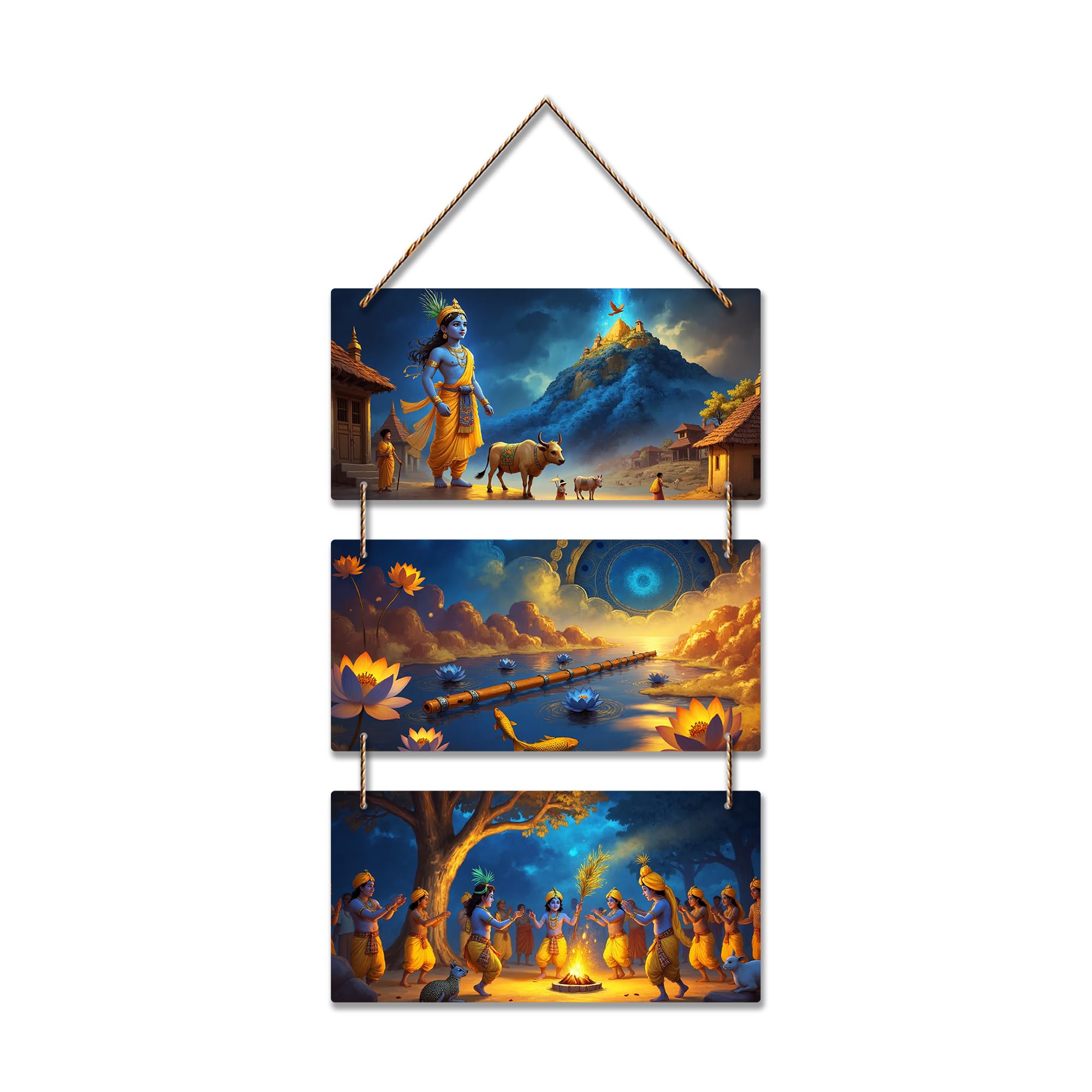 Artvibes Divine Shree Krishna & Flute Wall And Door Hanging for Home | Spiritual Decor Items | Wall Sculpture | Signs & Plaques | Artwork| Stylish Modern Decor Item | Gift Items (WH_9440N)