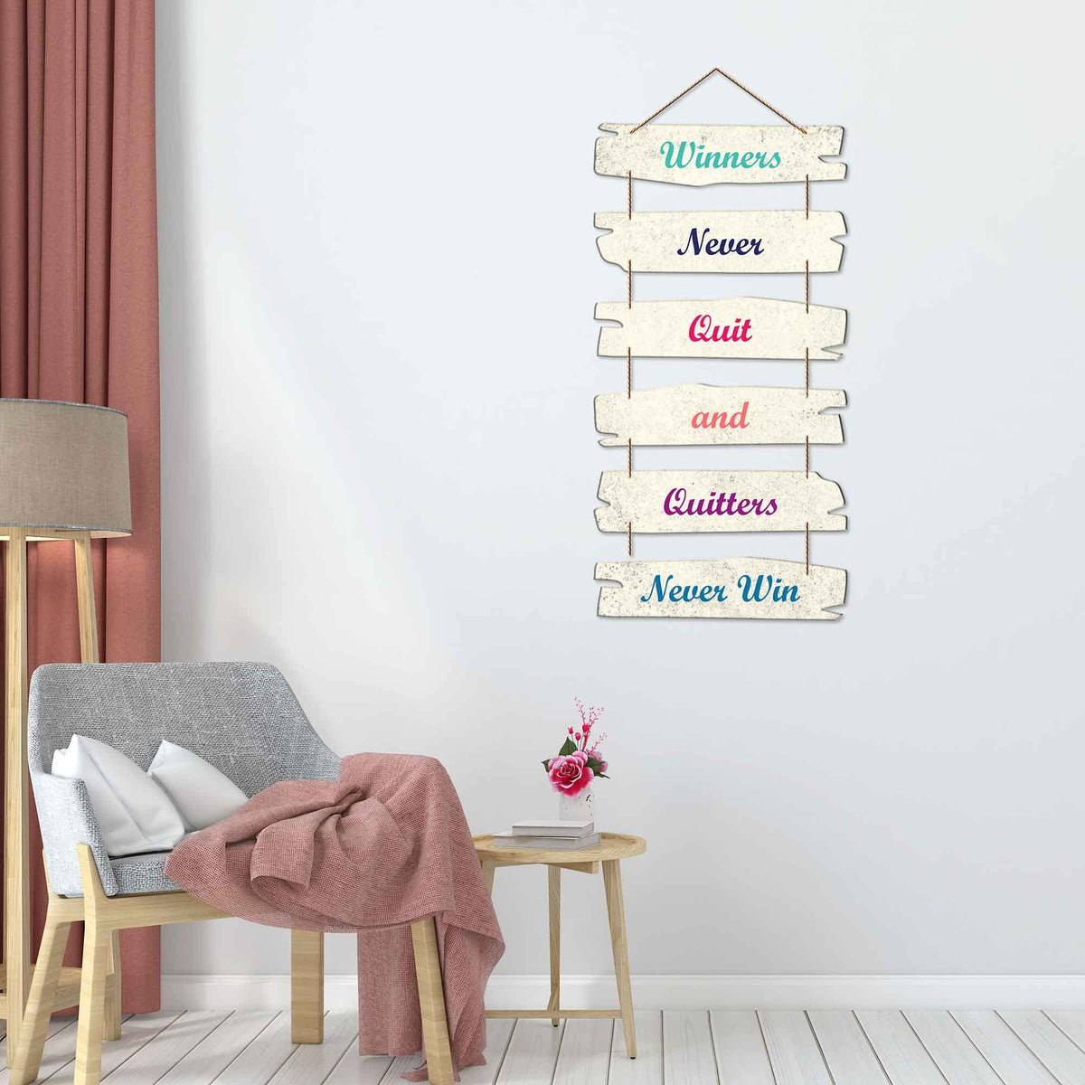 Artvibes Decorative Wall Hanging Wooden Art Decoration item for Living Room | Bedroom | Home Decor | Gifts | Quotes Decor Item | Wall Art For Hall | Mdf Wall Decoration, Set of 6 (WH_3229NR)